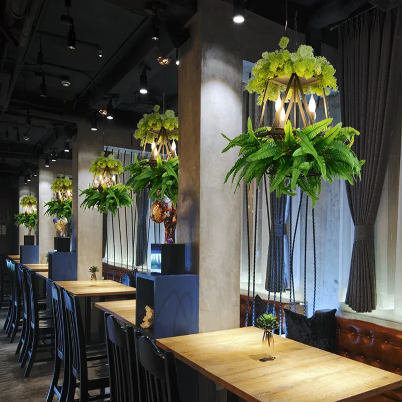 値段 工業用鉄ペンダントライトクリエイティブ植物バーカフェレストランエンジニアリングペンダントランプパーソナライズ装飾ライトハンギング