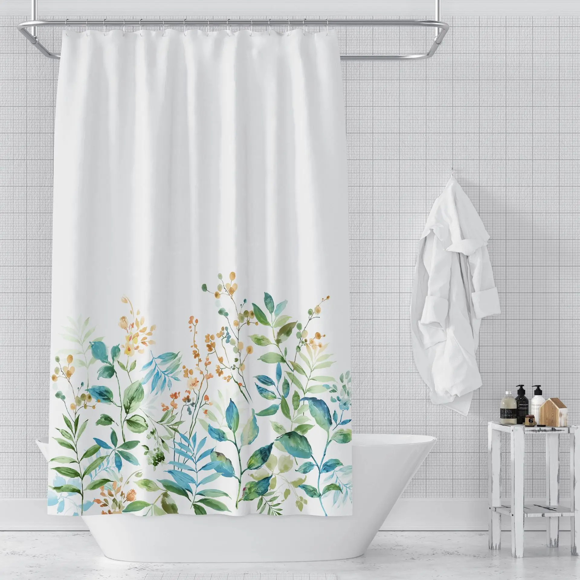 

Waterproof Polyester Fabric Bath Curtain Green Leaves 3D Printed Shower Curtains for Bathroom Accessories Nordic Home Decor