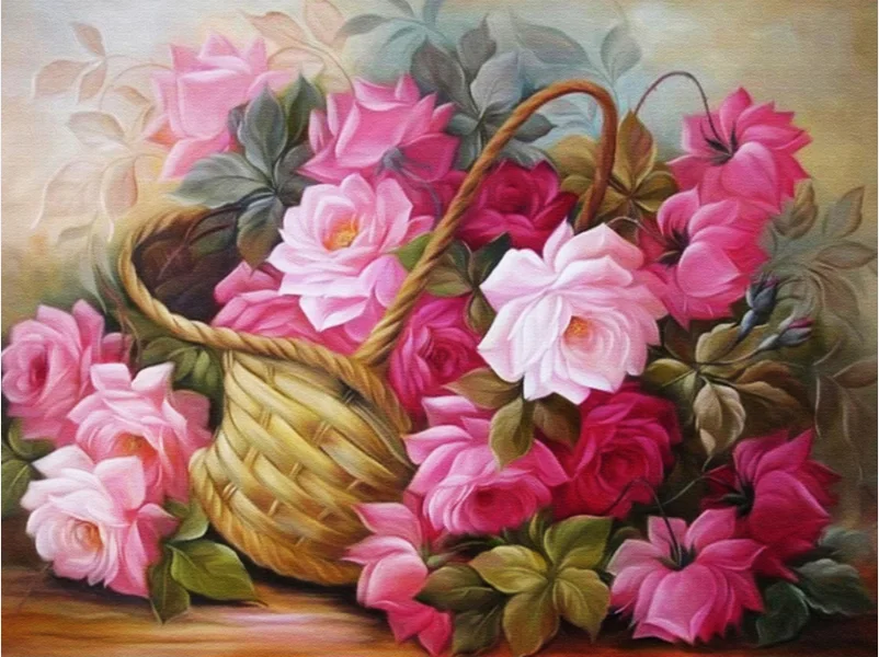 

5D Diamond Painting Kits Flower Rose Full Round With AB Drill Pink Floral Diamond Mosaic Beads Embroidery Diamond Art Gift