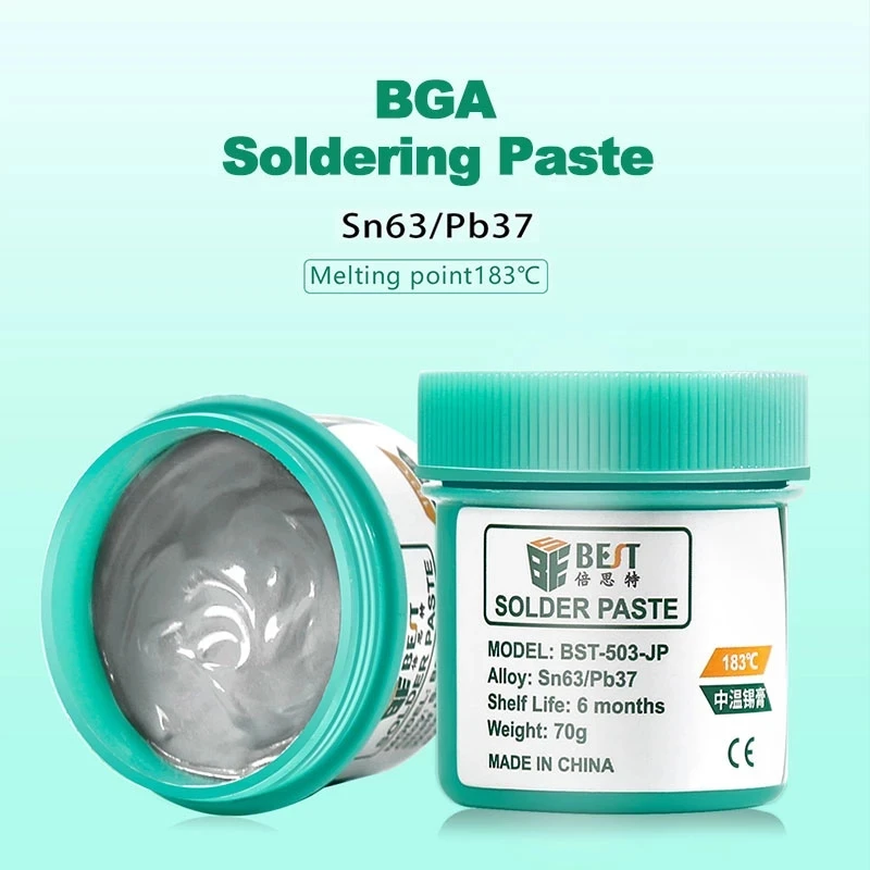 BST Soldering Fluxes Lead Solder Tin Paste Sn63/Pb37 183℃ Soldering Aid Accessories for BGA SMD PGA PCB Rework Reballing Station