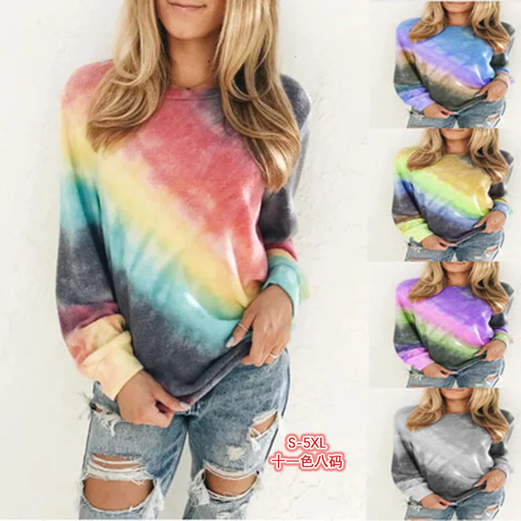 

2021 new spring and autumn printed round neck long sleeve casual T-shirt t shirts shirt top female for tshirt women
