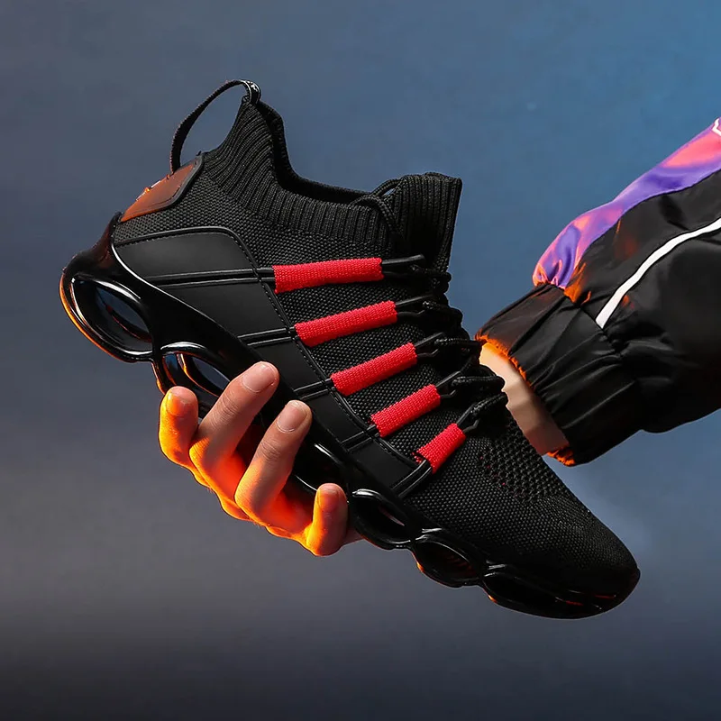 

2021 Spring And Summer New Blade Fashion Breathable Large Size Comfortable Jogging Casual Running Fish Bone Sports Men's Shoes