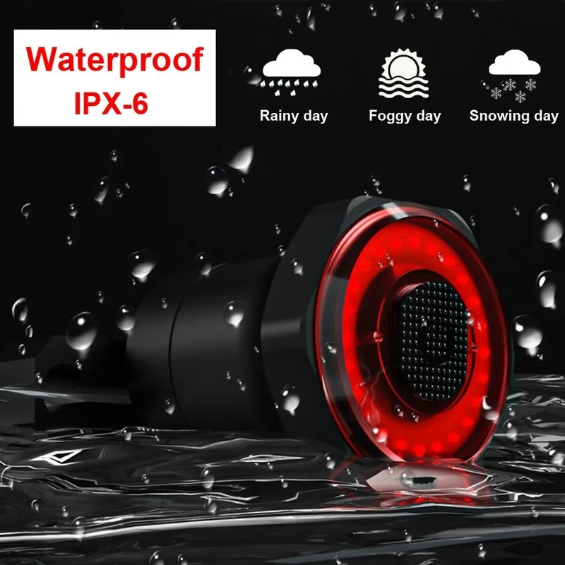 

Bicycle Tail Light Automatically Start Stop Brake Sensor IPX6 Waterproof USB Rechargeable Bicycle Tail Light Bicycle LED Light