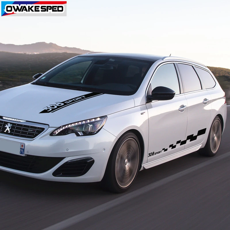 Для PEUGEOT 308 CC GTI SW Автомобильный капот спортивные полоски гоночный стиль стильный