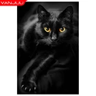 5D алмазная живопись, полная вышивка, Черный кот, искусственная вышивка, DIY Стразы, живопись, украшение для дома, подарок