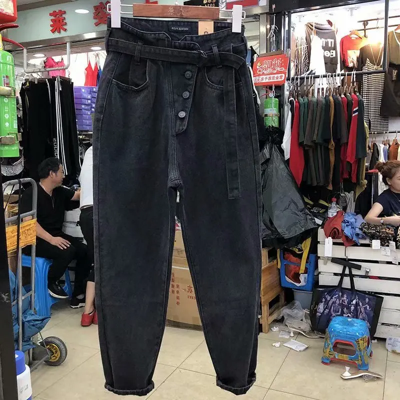 

Ripped Jeans for Women Loose Vintage Female Fashion Women High Waist Button Harem Pants Casual Jeans Plus Size