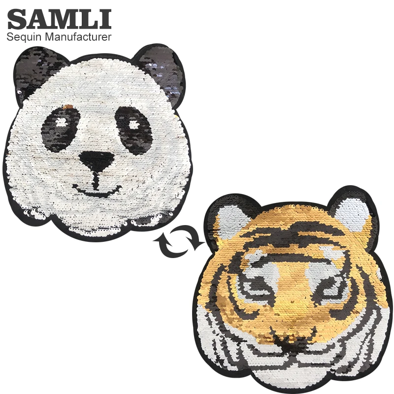 

Двусторонняя паста PANDA-01 с меняющим цвет блестками, меняющим узоры, ткани для одежды, текстиль с блестками, ткань из полиэстера для домашних ...