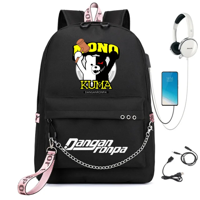 Аниме Danganronpa рюкзак USB Порты и разъёмы monokuma школьная футболка с рисунком