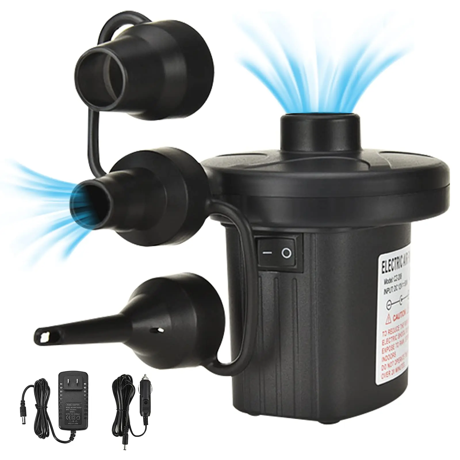 

Electric Air Pump Inflator Air Compressor Portable For PVC Boat Mattress Inflatable Pool Raft Bed Car Outdoor Camping Inflator