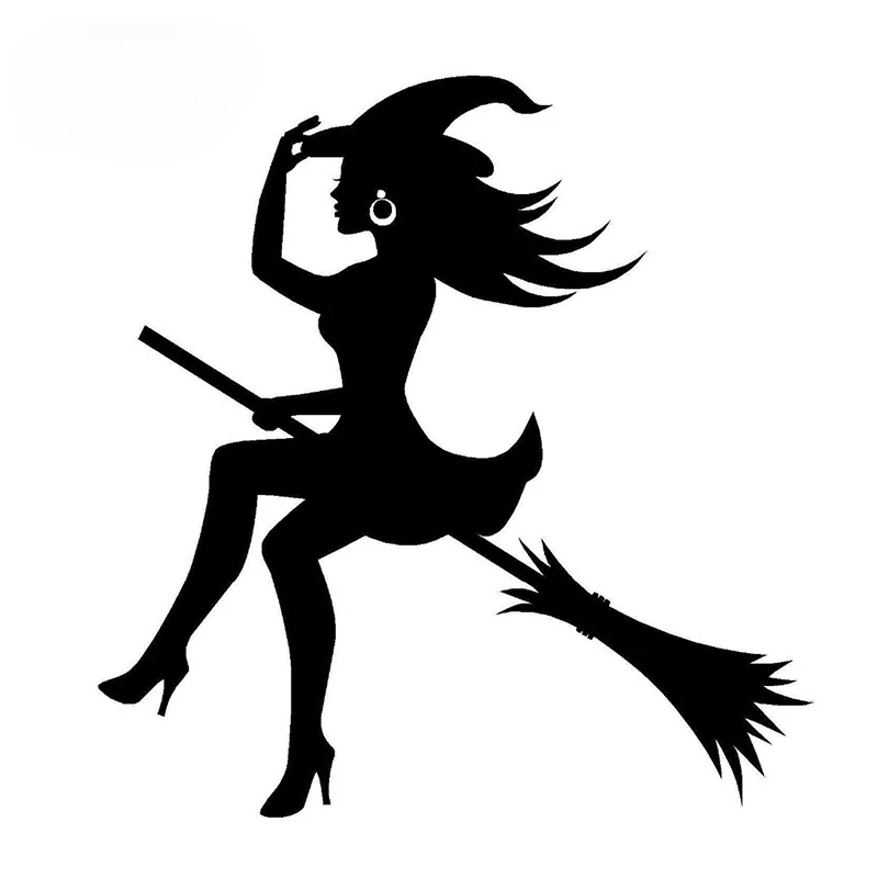 

11.5*12cm Funny Car Sticker Witch Sexy Whitch on A Broomstick Figure Car Window Body JDM Vinyl Decal 13 Color