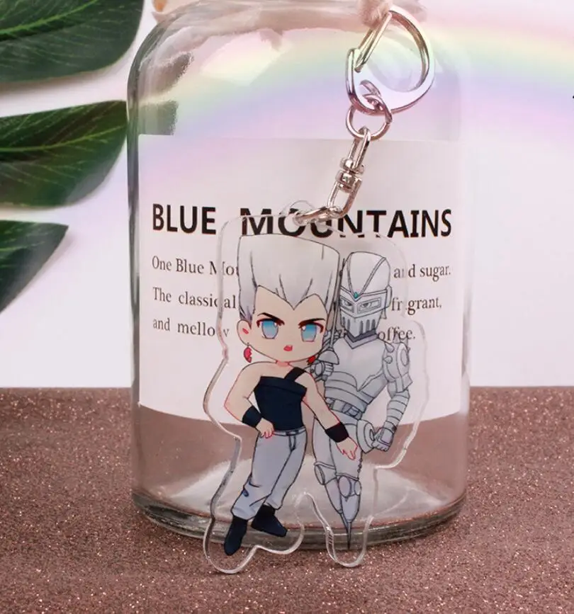Anime JoJos Bizarre Adventure Golden Wind Kujo Jotaro Acrylic Figure keychain Keyring Decoration Collection Model Toy Cosplay