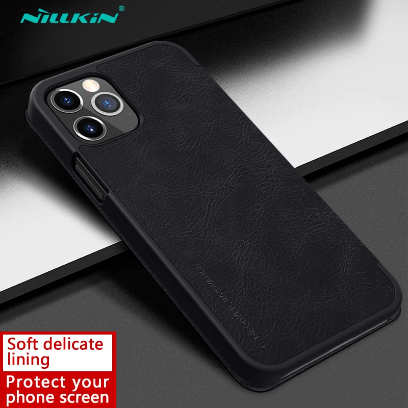 

Чехол-книжка Nillkin для iPhone 12 Pro Max, кожа, тонкий, с отделением для карт