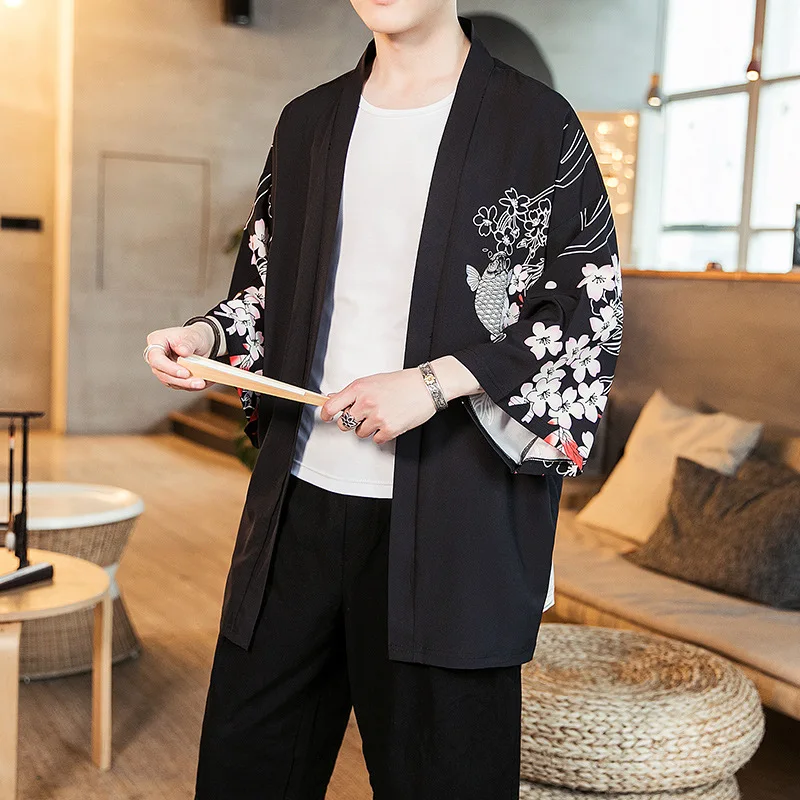 2019 японское кимоно для мужчин/женщин Кардиган Куртка Блузка мужская одежда ретро
