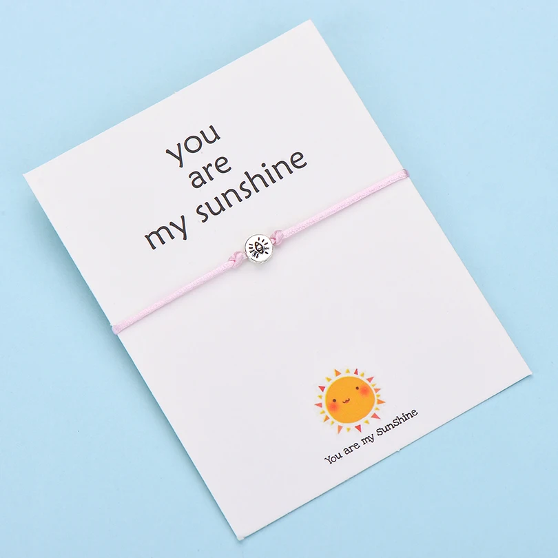 color 6 IYOE Wish Card You Are My Sunshine браслеты с глазами для женщин и мужчин, подарок на день рождения, винтажный браслет ручной работы с красной нитью - Окраска металла: color 6