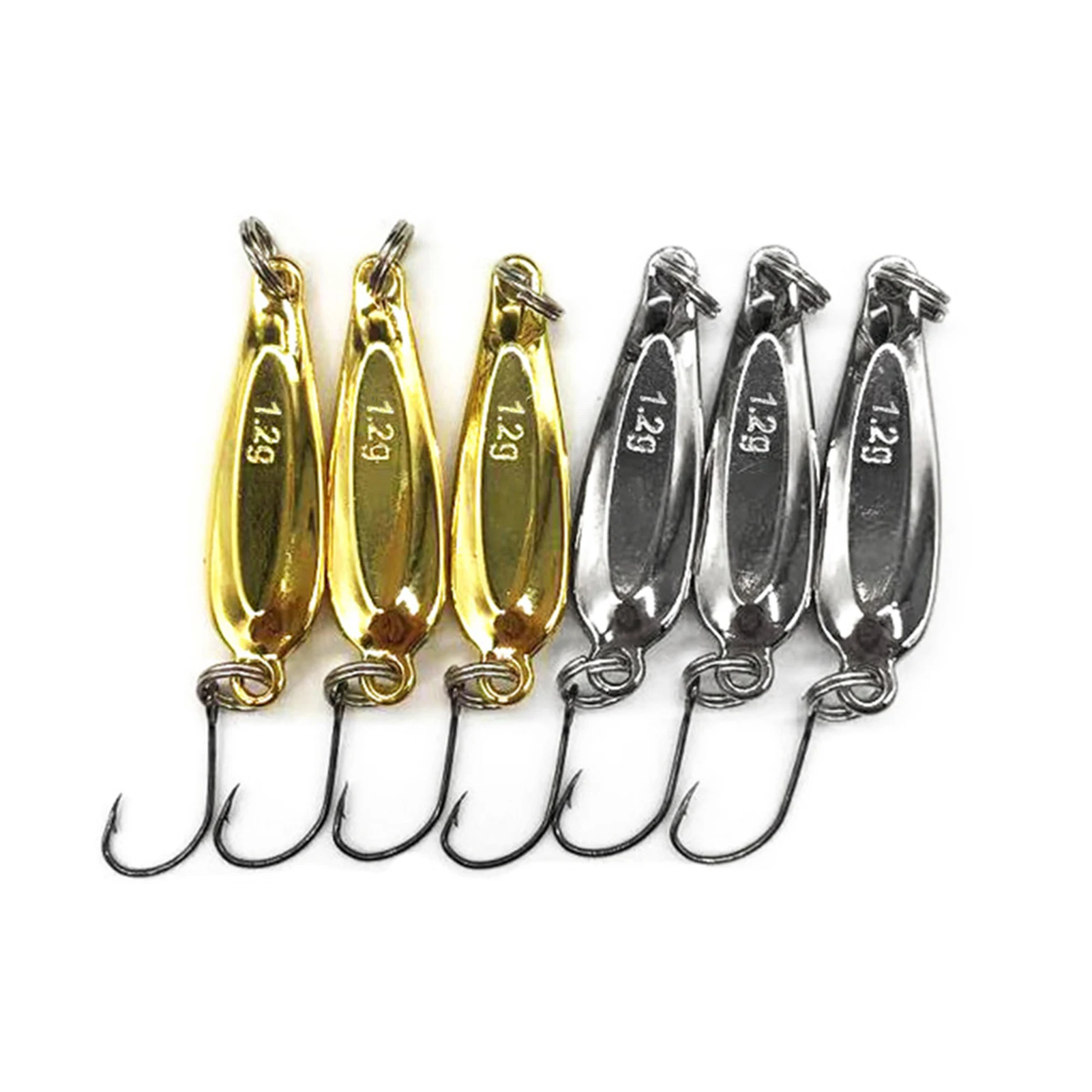 

6Pcs Hard Fishing Lures High Quality Spoon Lures Gold Silver Metal Fishing Lure with Sharp Hooks Fishing Tackle Lure 3.2 g