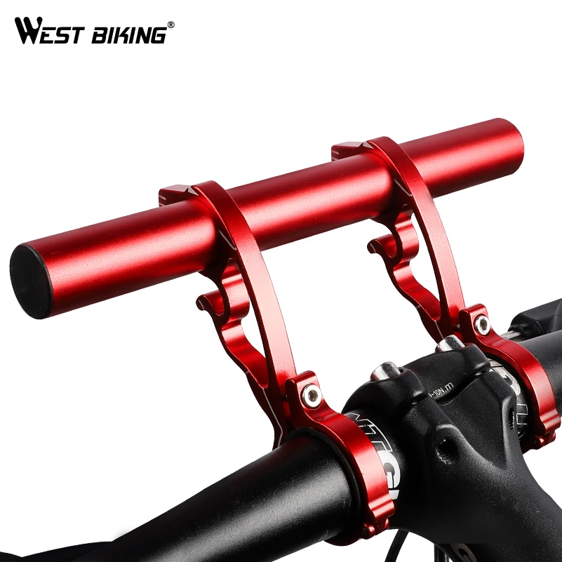 

WEST BIKING 20-32MM Road MTB Bike Handlebar Extended Bracket Light Mount Bar Computer Clip Double Bicycle Handlebar Extender