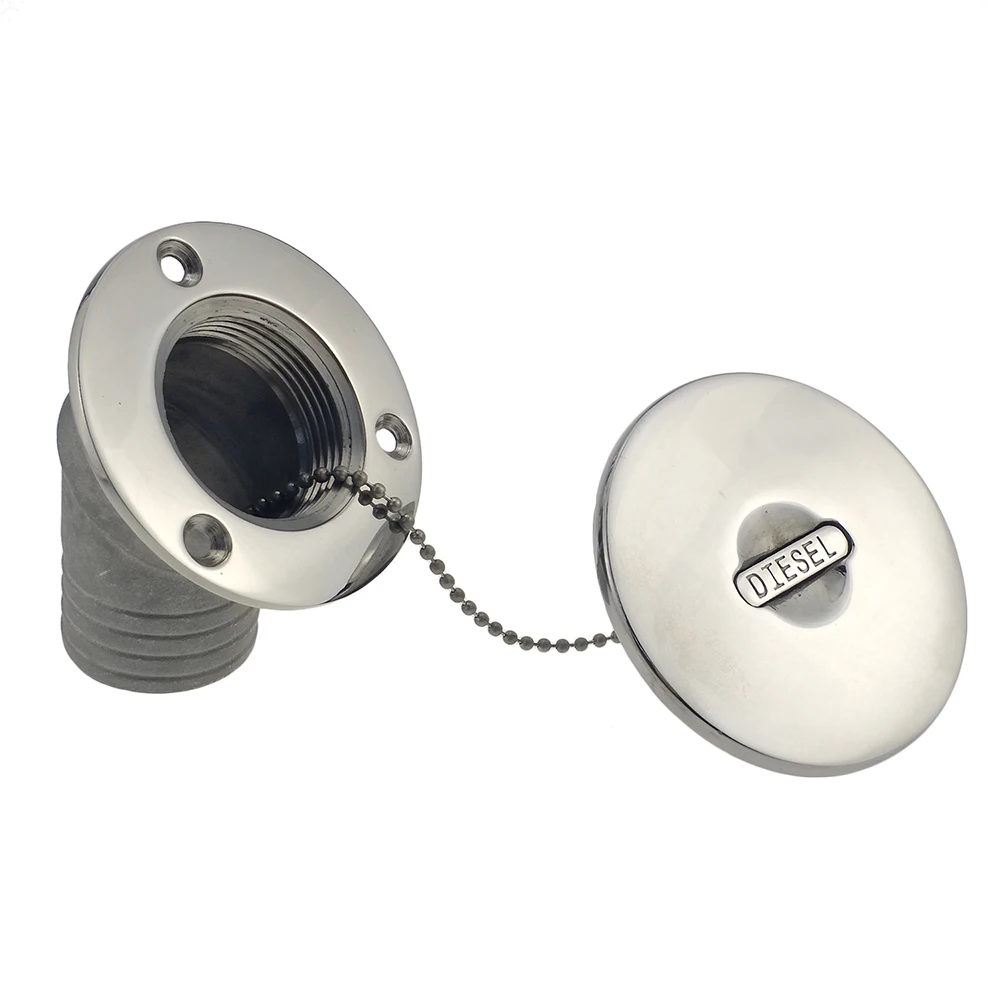 2"(50mm) Boat Deck Fill / Filler Cap Keyless - Angled Neck Diesel/Gas/Water/Fuel Marine 316 Stainless Steel