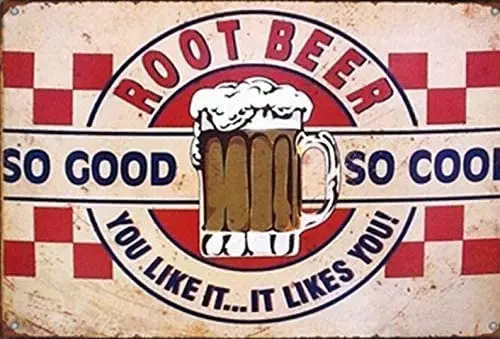 

LZATPD SLALL Root Beer So Good So Cool Retro Street Sign Household Metal Tin Sign Bar Cafe Car Motorcycle Garage De