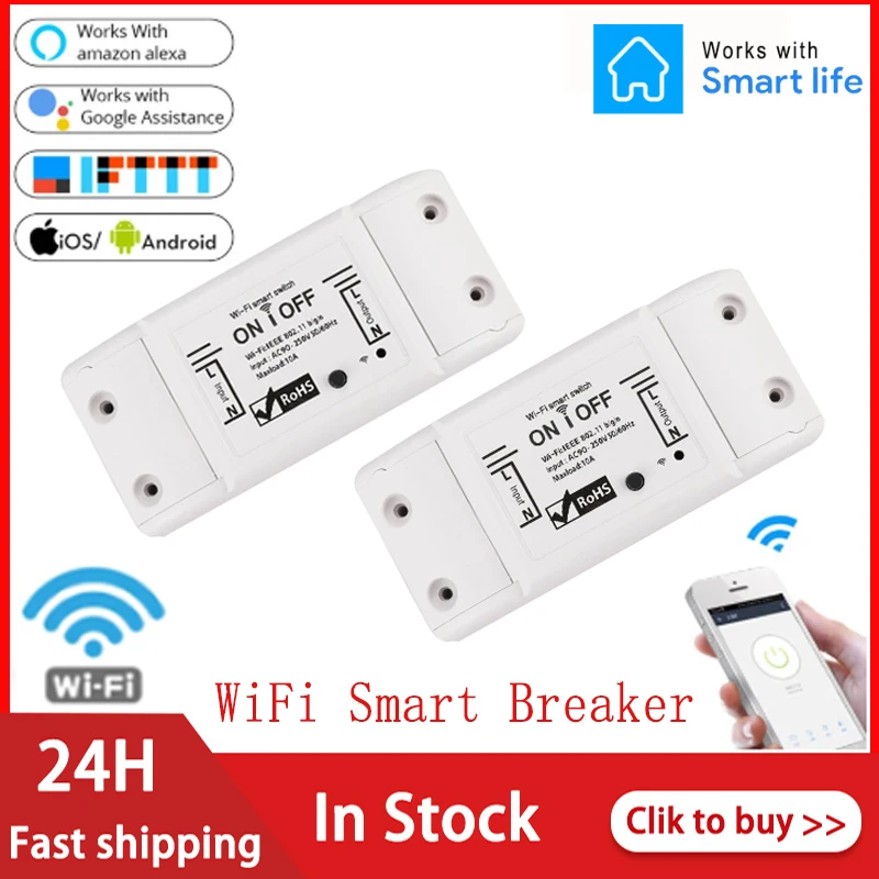 

WiFi Smart Light Switch Tuya/Smart Life APP Wireless WiFi Smart Breaker LED Light Remote Control With Alexa Google Smart Home