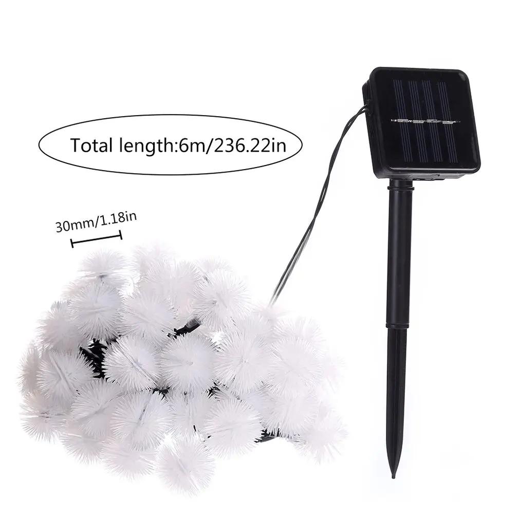 

30 Led Solar Hair Ball Decorative Lights String Home Decoration String Christmas Day Garden Dandelion Decorative Lights