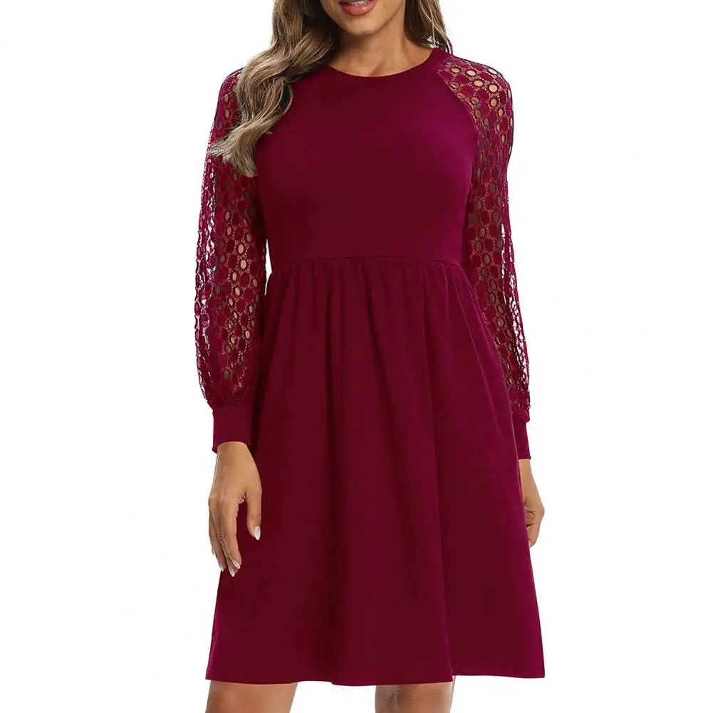 

Популярное элегантное платье, дышащее платье миди из полиэстера, элегантное женское платье-пуловер с широкой юбкой