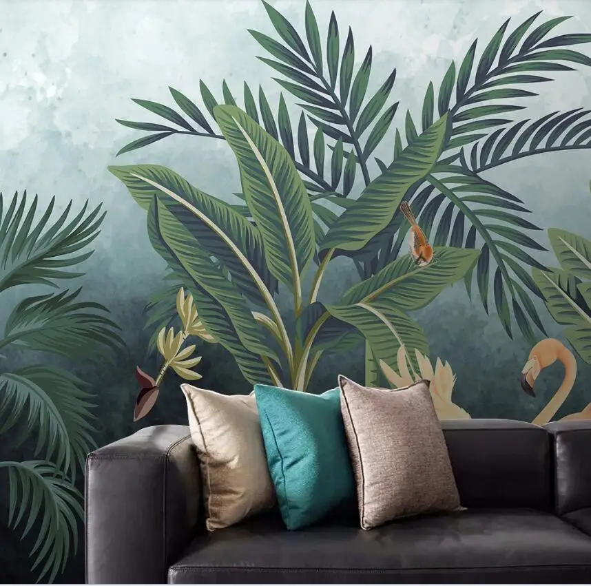 Milofi Custom 3D Wallpaper Mural Medieval Tropical Rainforest Flamingo Background Wall Living Room Bedroom Decoration | Обустройство