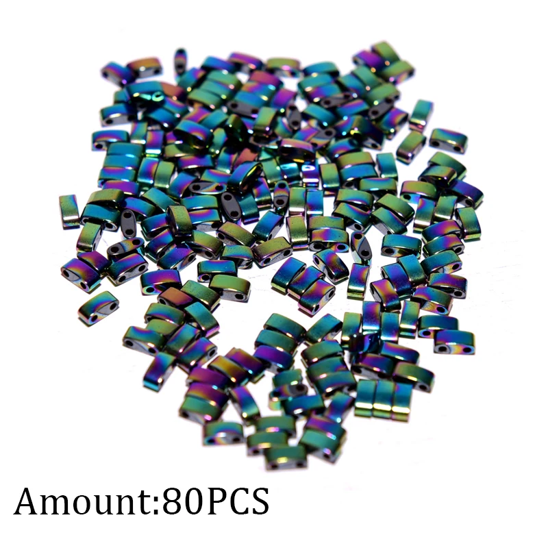 Бусины из гематита с двумя отверстиями бусины 2/5 мм каменные для рукоделия