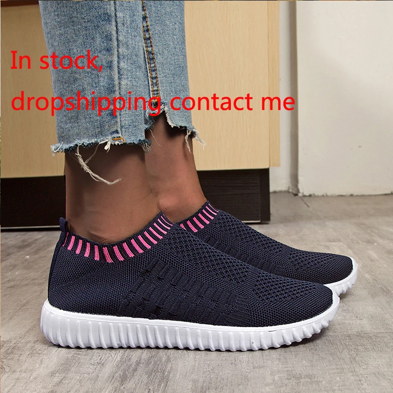 Женская обувь Сникеры на плоской подошве Вязание осень размера плюс 2019 новые