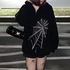 Модная Свободная Толстовка Стразы с капюшоном пауком свитшот на молнии для пар популярная женская модная куртка свитер с капюшоном ins