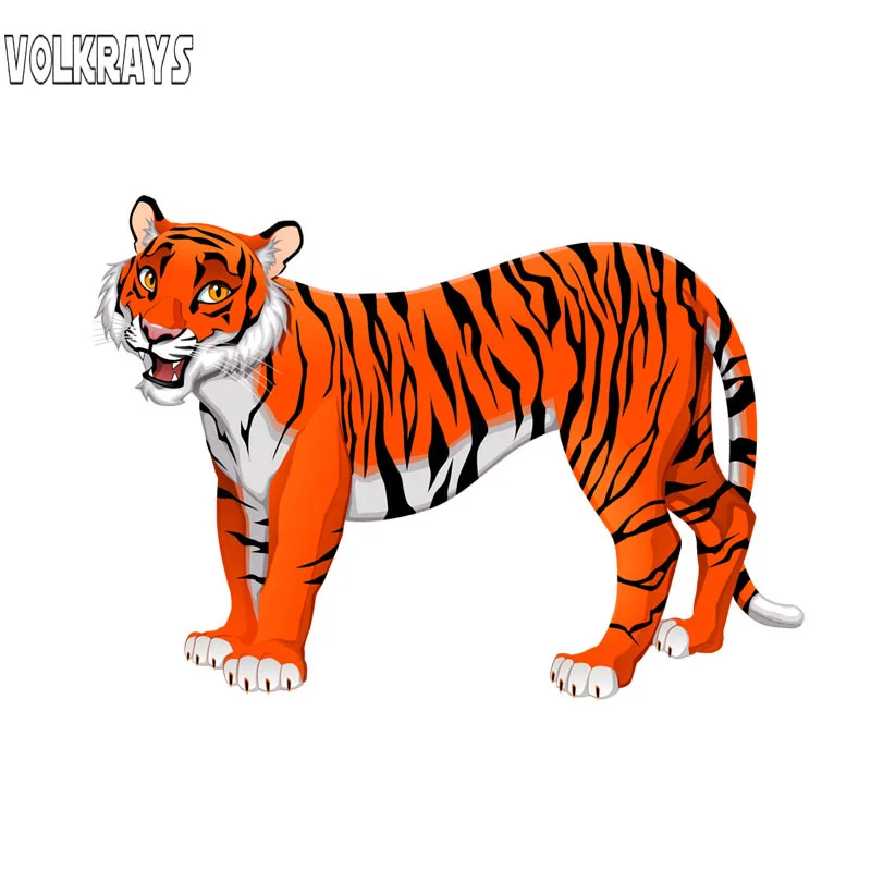 

Автомобильная наклейка Volkrays с изображением тигра, стоячие аксессуары, водонепроницаемая ПВХ наклейка для Vw Golf 4 Mini Cooper, мотоцикла, 11 см * 16 см