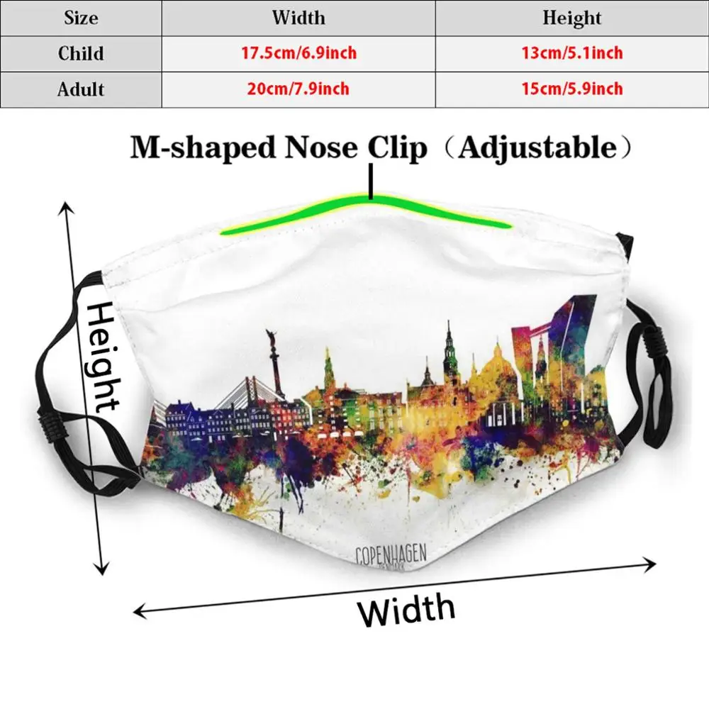 Копенгаген Skyline маска со смешным рисунком многоразовые Pm2.5 фильтр уход за кожей