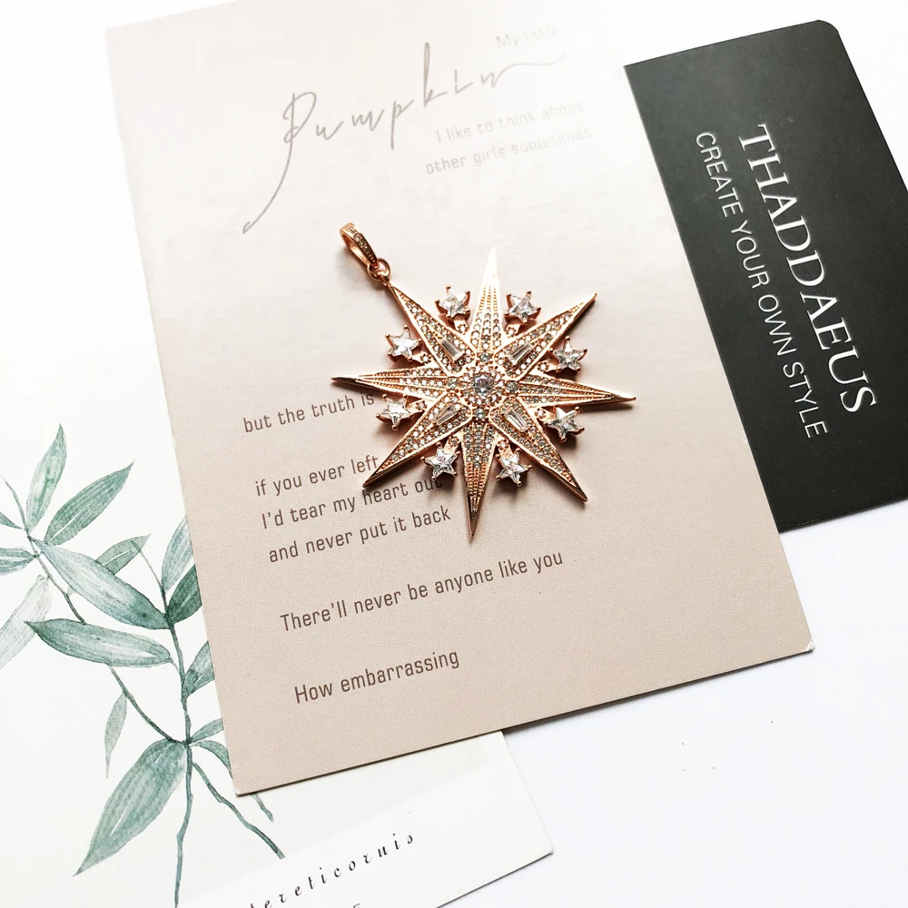 

2021 New Brand Rose Gold Color Magic Star Pendant for Necklace Trendy Cubic Zircon Women Jewelry Wanita Cantik Bijoux