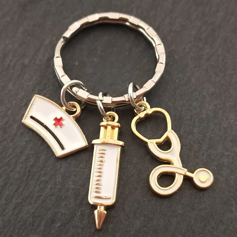 New Design Jewelry Doctor Medical Tools Stethoscope Syringe Key Ring Nurse Student Gift Keychain Souvenir Charm Bag Car | Украшения и
