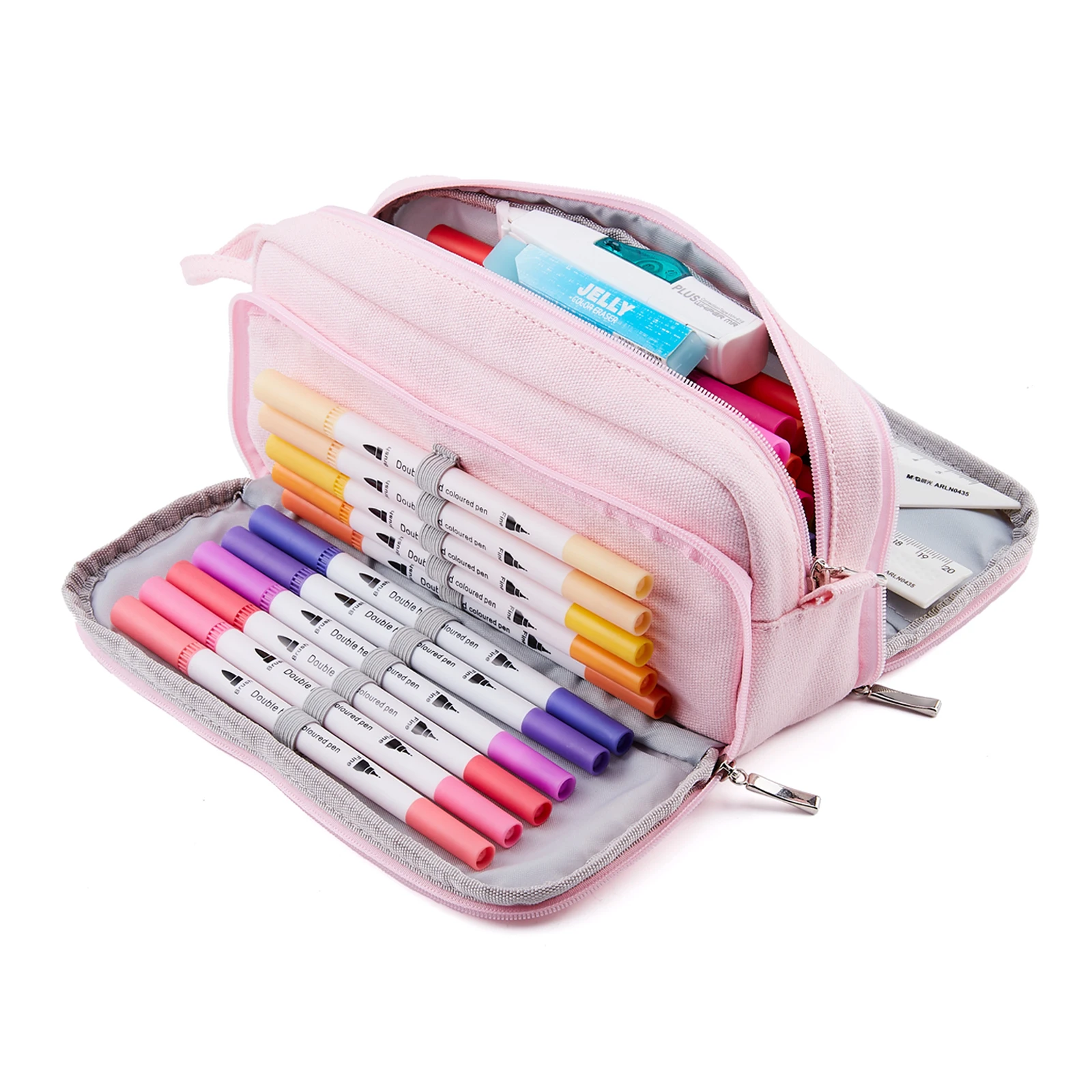 Двусторонняя сумка для ручек и карандашей чехол пастельных цветов двойной