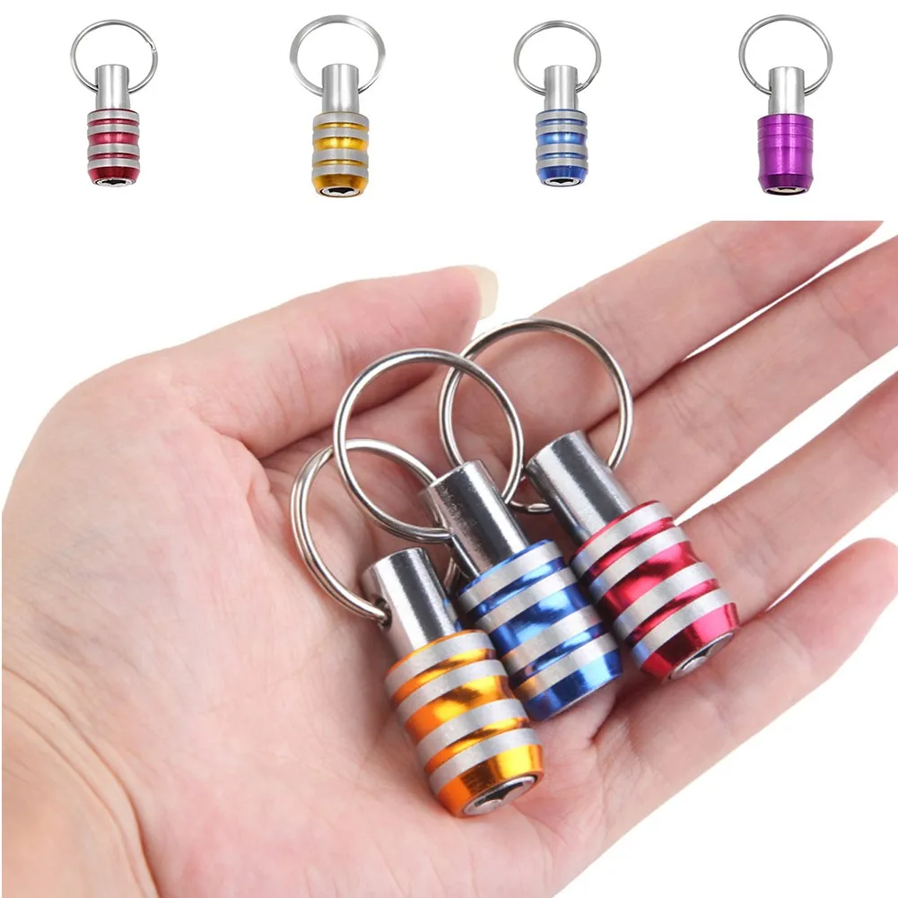 

1PCS Mini Keychain Screwdriver Bits Sockets 1/4" Hex Shank Screwdriver Bits Holder Extension Bar Drill Screw Adapter Keychain