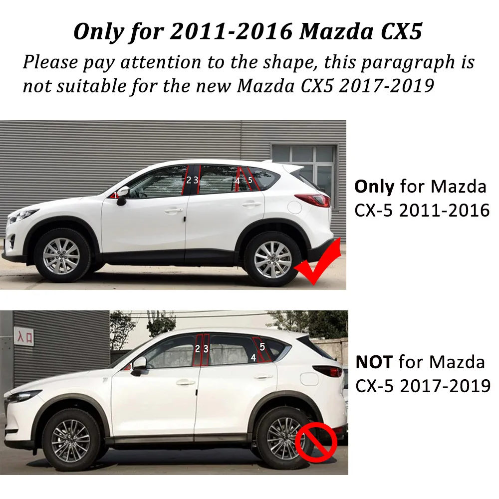 10 шт. черная накладка Buendeer на окно автомобиля для Mazda CX5 2011 2012 2013 2014 2015 2016|Наклейки