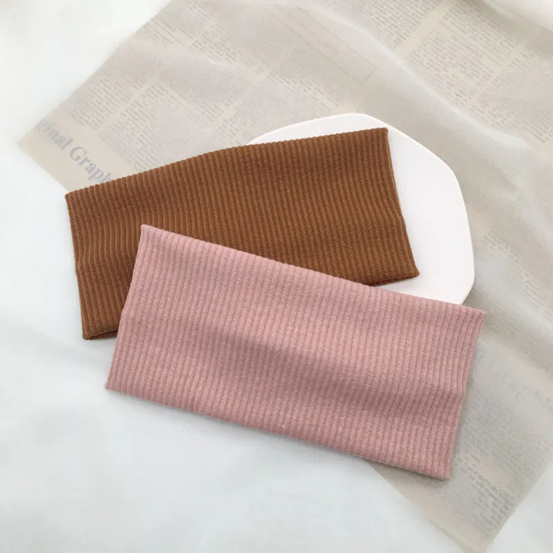

Headwear Women Headband Hair Accessories Elastic Hair Bands 1PC Stretch Knitted Cotton Headband Fashion Solid Color headwear