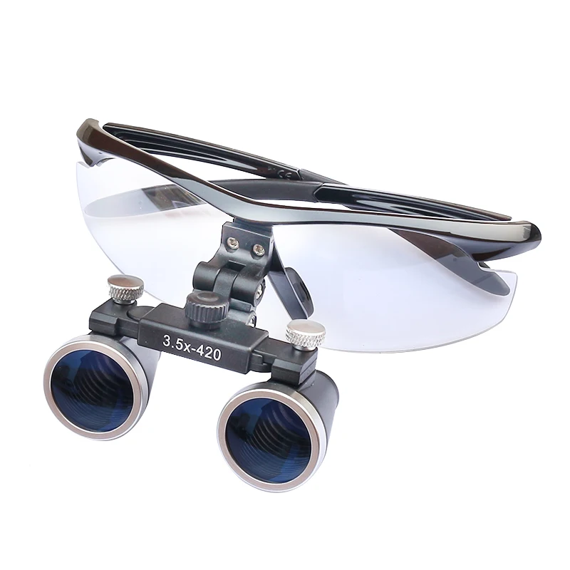 High Quality Magnifying Glasses 2.5/3.5X420mm Galilean Binocular Magnifier Dentistry Surgical Dental Loupes+LED Medical Headlamp