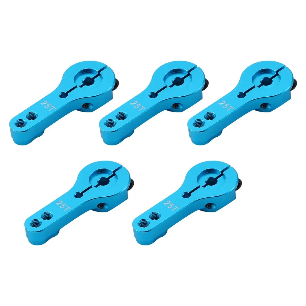 

5pc Metal Aluminum 25T Servo Horn Single Sided Steering Arm M3 Threads for 1/10 1/8 RC Car Truck Buggy Drift On Road Accessories