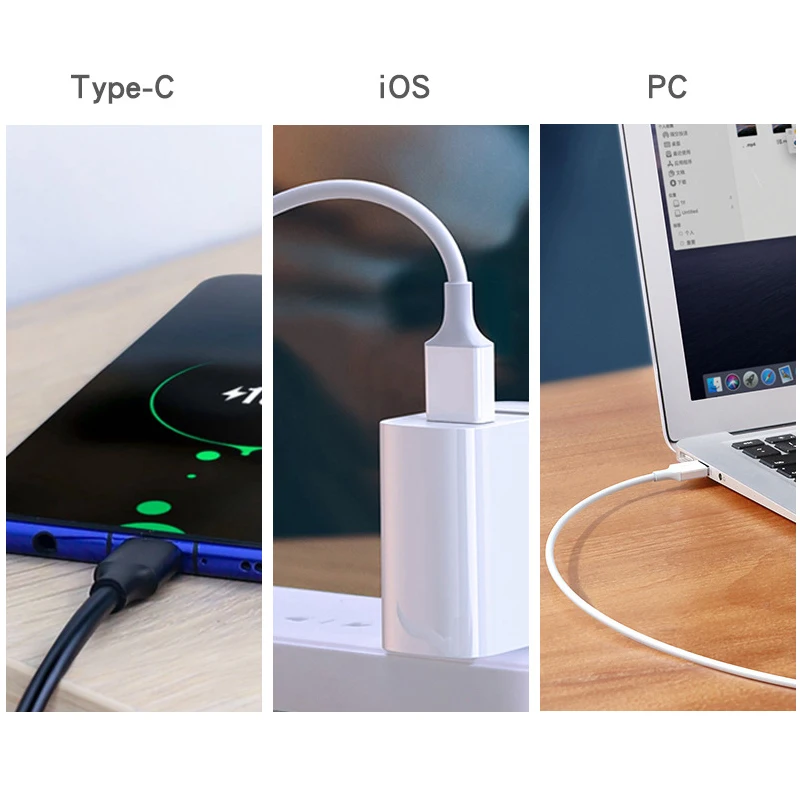 

1 Meter OD 4.2mm 3A Data Cable For Type-C iOS PC Fast Charging USB Cable 22AWG + 28 AWG Unprinted 4 Core USB Power Cord