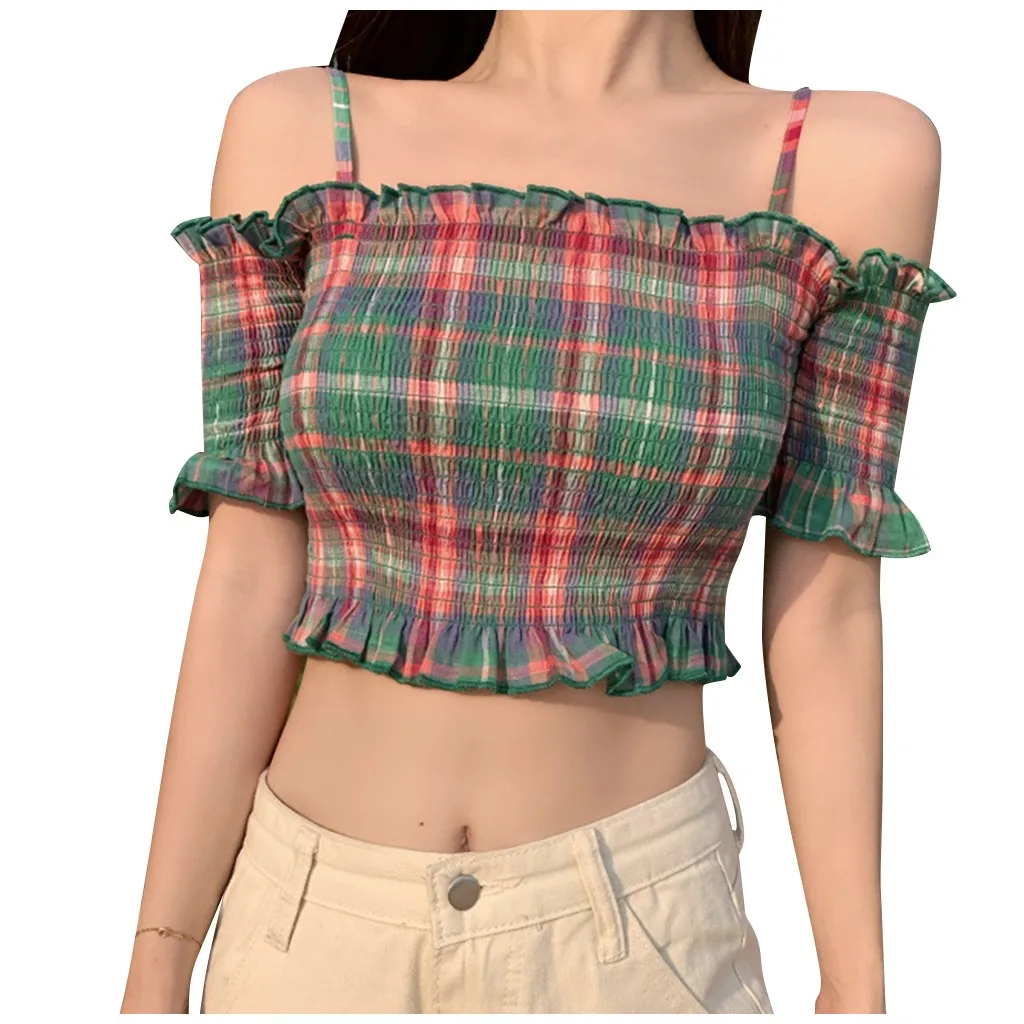 Женский сексуальный укороченный топ в стиле ретро с цветочным принтом короткий