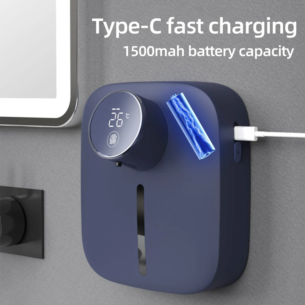 Настенный автоматический дозатор жидкого мыла USB дисплей температуры
