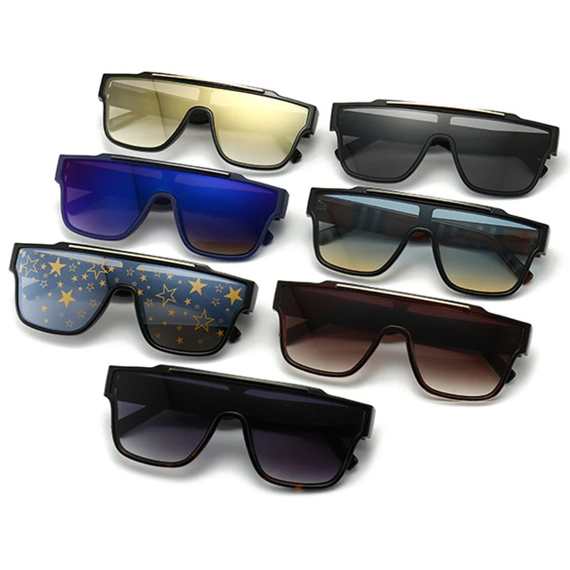 

2020 Luxury Brand Design Classic Square Sunglasses Men Women Vintage Gradient Star Flat Top Mirror Sun Glasses For Male UV400