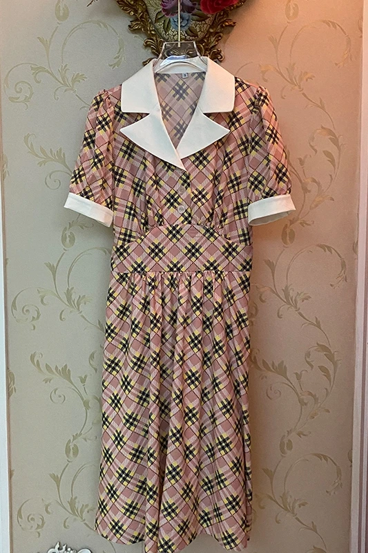 

Vintage Runway Dress Women 2021 Summer Casual Elegant Short Sleeve Midi Dress Female Vestido De Mujer