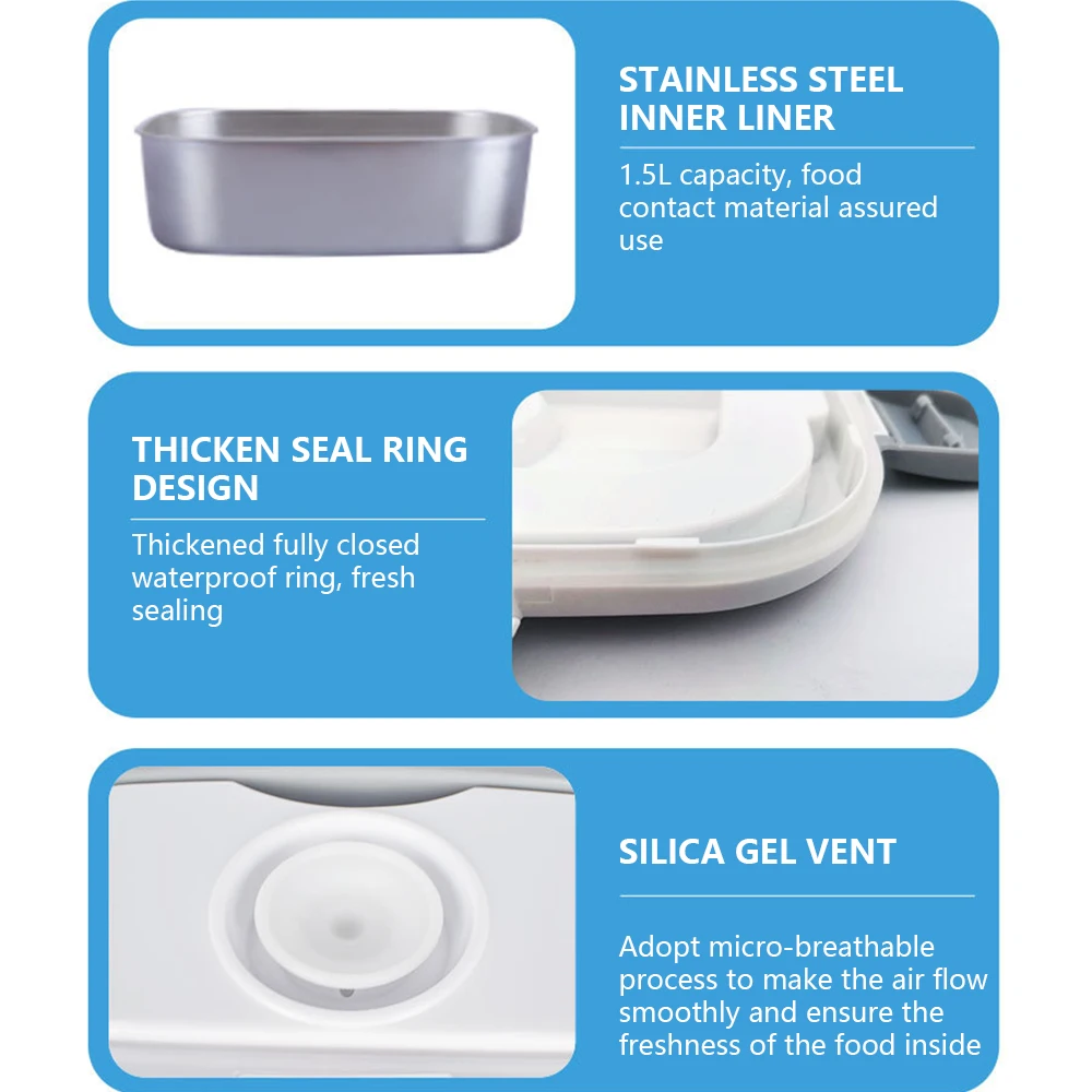

Portable Stainless Steel Electric Heating Food Box Car Insulation Vehicle-mounted Heating Plug-in Self-heating Food Box