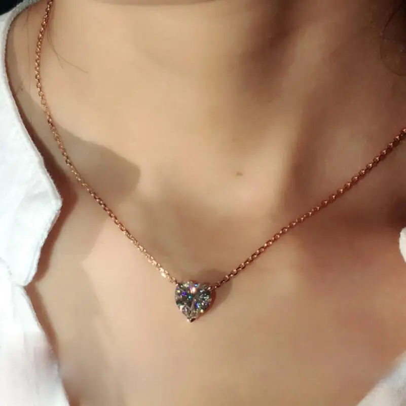 Романтическое ожерелье из розового золота с подвеской на цепочке до ключиц