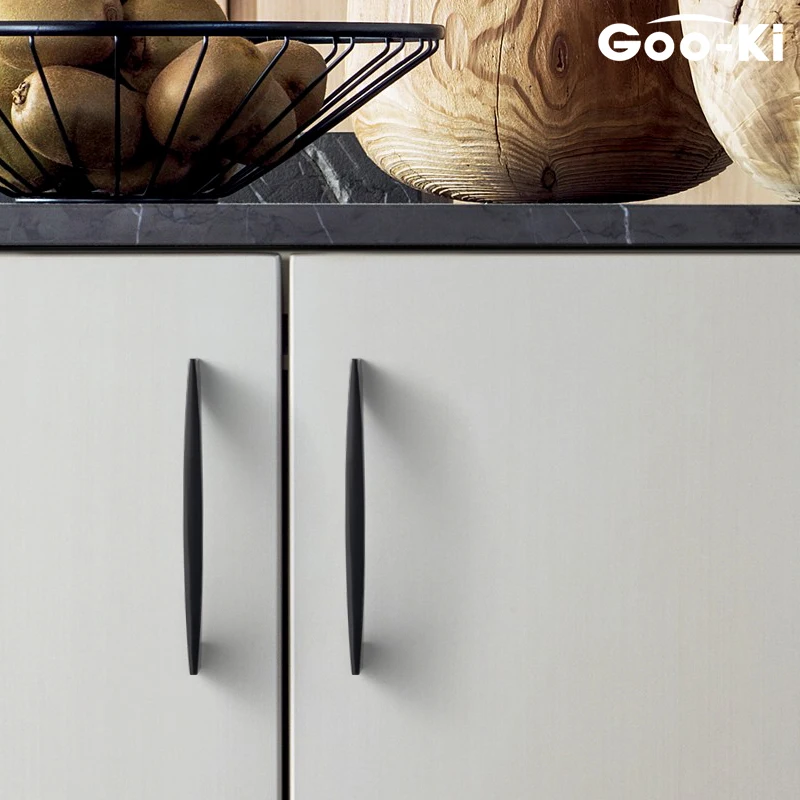 Скандинавские современные Glam блестящие черные ручки для ящиков кухонные дверные