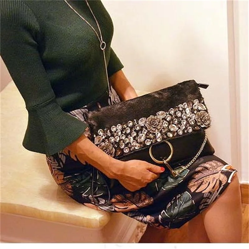 Модный клатч конверт с конским волосом Женский вечерний из воловьей кожи на день