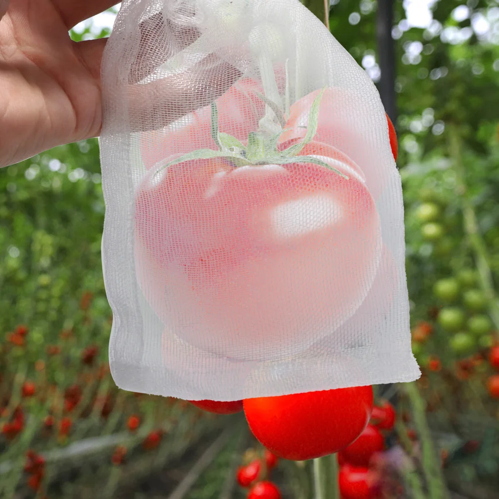 

100PCS Nylon Orchard Fruit Mesh Bag Reusable Fruit Mesh Bag Drawstring Fruit Bag