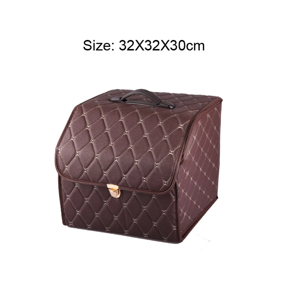 

Universal PU Leather Car Trunk Organizer Box Storage Bag Auto Trash Tool Bag Folding Large Cargo Storage Stowing Tidying
